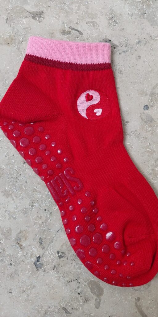 Balance and Flow Red Pilates Grip Socks Size UK 2-5