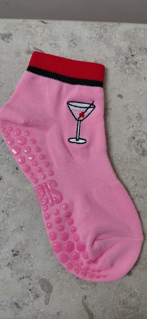 Make Mine A Mocktail Pink Pilates Grip Socks Size UK 2-5