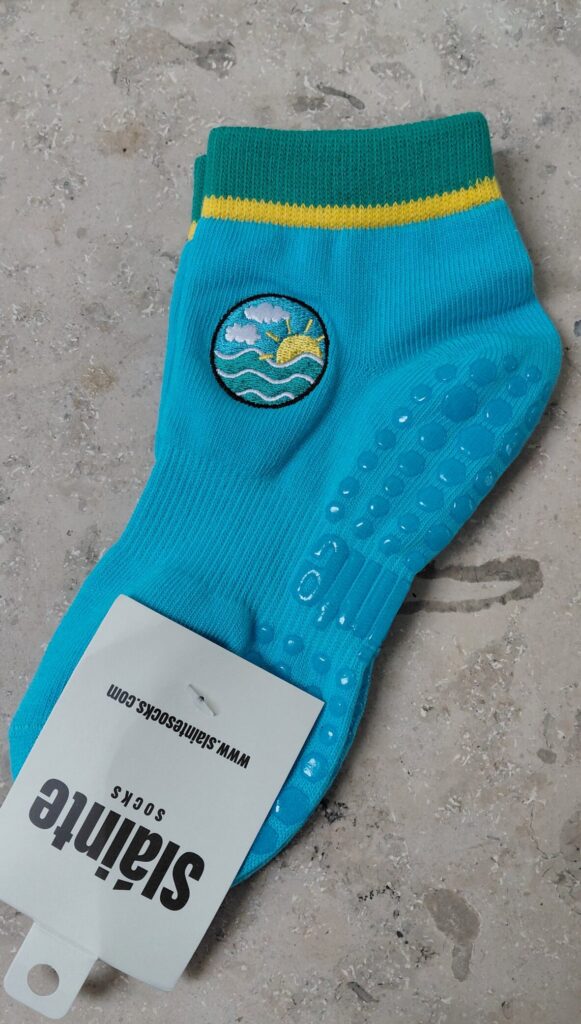 Take Me To The Beach Blue Pilates Grip Socks Size UK 2-5
