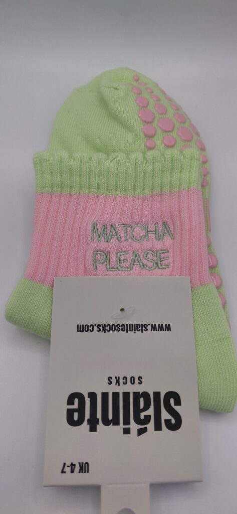 Matcha Please Pilates Grip Socks