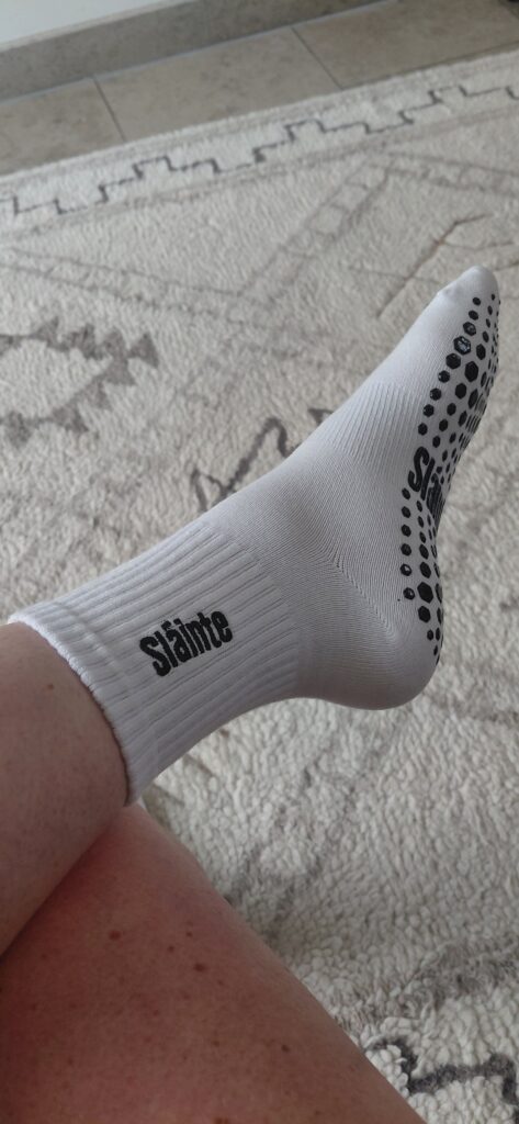 Slainte Womens White Pilates Grip Socks